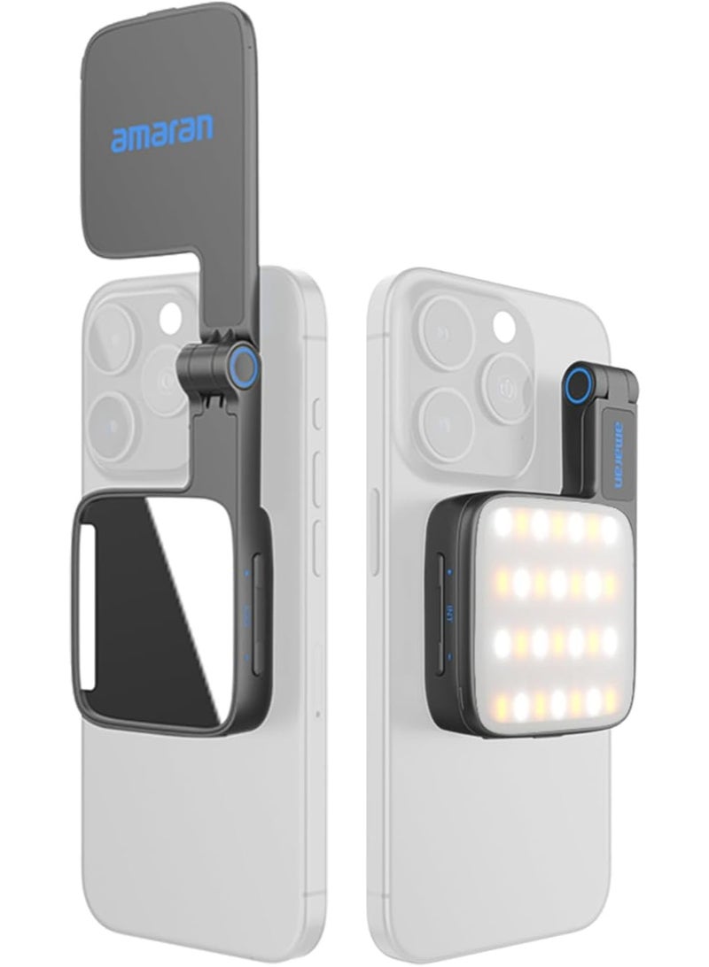 AMARAN Go Compatible with MagSafe Mini Phone Light,Rechargeable Portable Mirror LED Phone Light for Selfie,Makeup,Video Conference,TikTok,Compatible with iPhone&Android (Charcoal) - Image 1