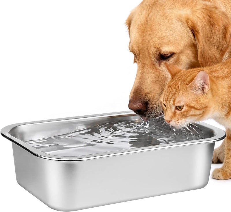Ohtomber Stainless Steel Dog Bowls - 0.85 Gallons Large Metal Dog Water & Food Bowl No Spilling, High Capacity Water Trough Pet Dishes, Outdoor Feeder Food Plate for Medium Pet, Cat, Puppy - Image 1