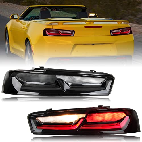 KEWISAUTO Tail Lights Assembly for Camaro 16-18, LED Smoked Black Taillights Rear Brake Lights Turn Lights for Chevrolet Camaro 2016 2017 2018 Accessories (2PCS, Passenger & Driver Side) - Image 1