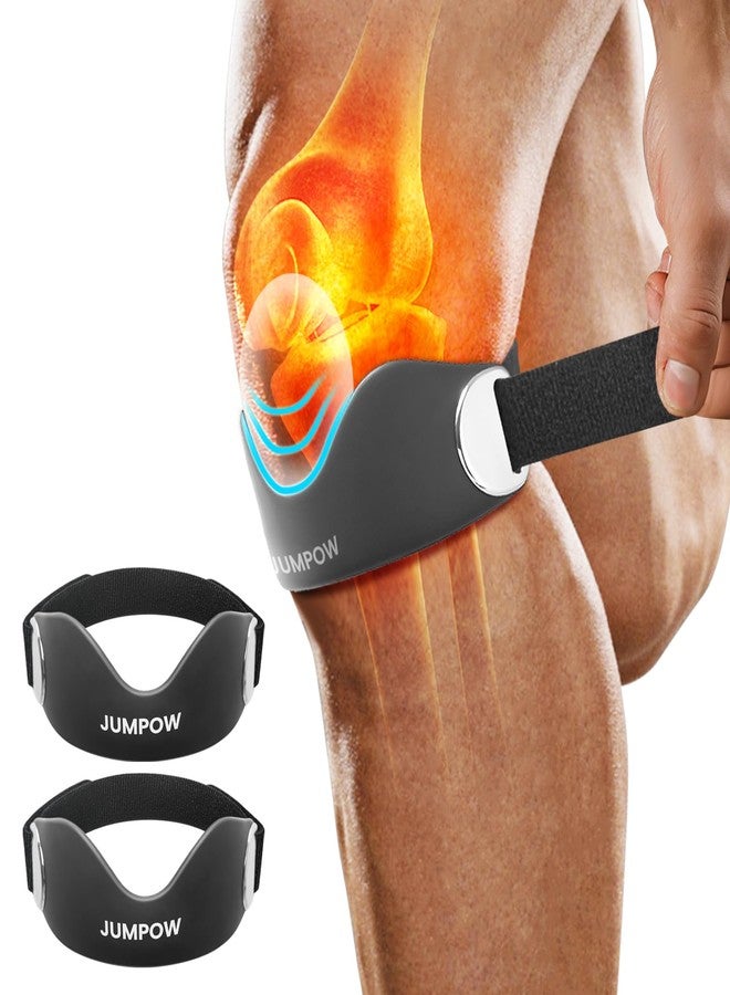 JUMPOW Silicone Patellar Tendon Support Strap - 2 Pack Adjustable Non-Slip Patella Band Stabilizer Knee Brace for Hiking, Running, Jumpers Knee, Tendonitis, Basketball, Squats, Black - Image 1