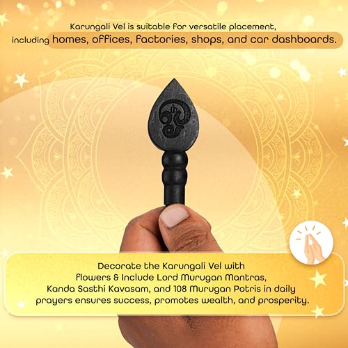 WoCra® Karungali Vel 3 Inches Height Original, Government Lab Certified Black Ebony Wood Vel |100% Natural Unpolished Karungali Vel | Great Gift for Loved Ones |1 Piece - Image 5