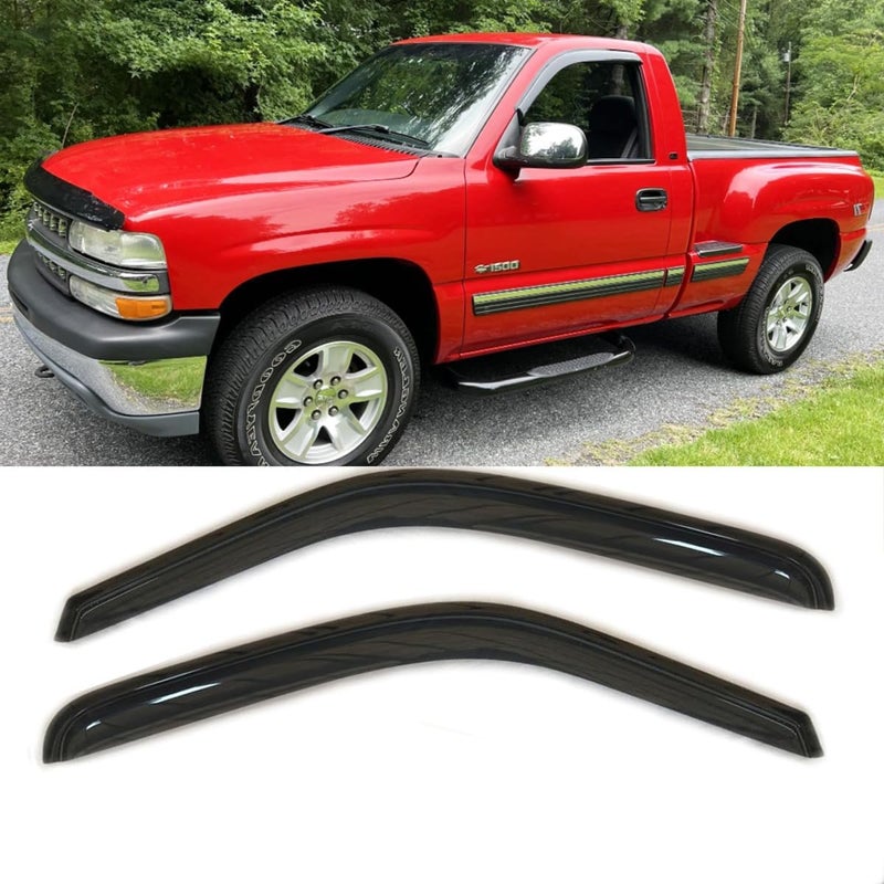 Kucaruce 2pcs Shatterproof Window Wind Deflectors for 2007-2013 Silverado/Sierra Standard Cab - Image 2