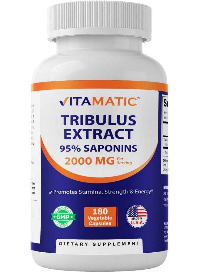 Vitamatic Tribulus Terrestris for Men - 2000 mg per Serving - 95% Saponins - 180 Vegetable Capsules - Made in The USA - Gluten Free & Non-GMO - Image 1