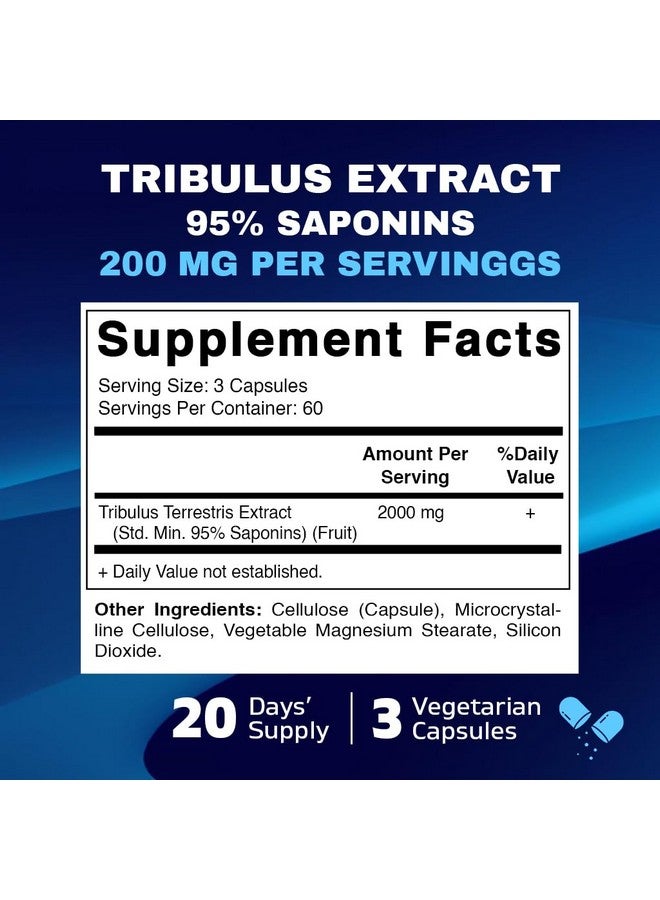 Vitamatic Tribulus Terrestris for Men - 2000 mg per Serving - 95% Saponins - 180 Vegetable Capsules - Made in The USA - Gluten Free & Non-GMO - Image 2