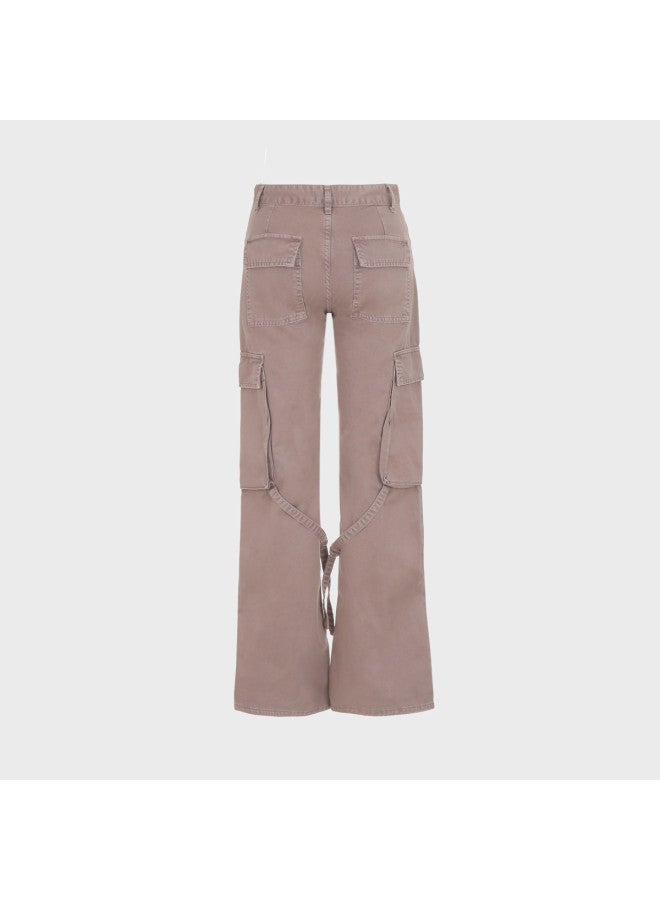 Zara women's Minimalist Solid Cargo Pants Wide-leg Casual Sporty Trousers - Image 3