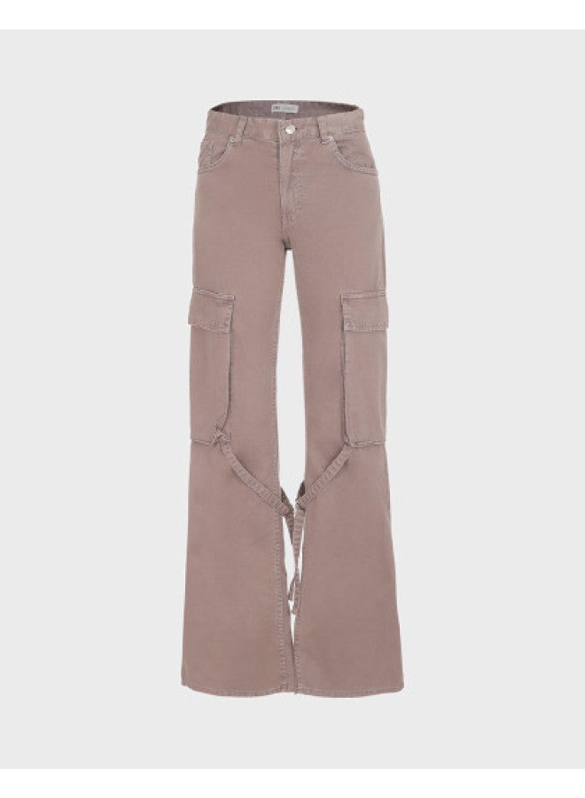 Zara women's Minimalist Solid Cargo Pants Wide-leg Casual Sporty Trousers - Image 1