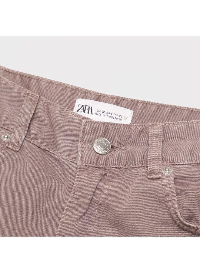 Zara women's Minimalist Solid Cargo Pants Wide-leg Casual Sporty Trousers - Image 4