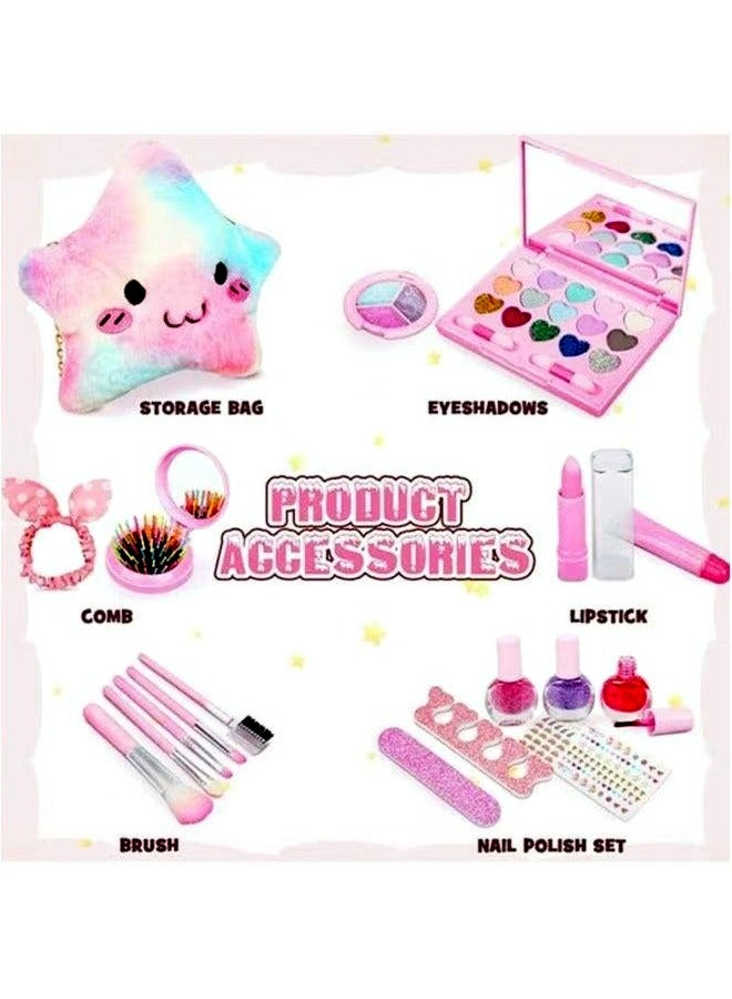 بلومنغ تايم الأطفال مستحضرات التجميل ماكياج محاكاة لعبة الأميرة حقيبة مستحضرات تجميل مجموعة أحمر الشفاه ظلال العيون فتاة ماكياج لعبة صغيرة يسهل حملها - Image 1
