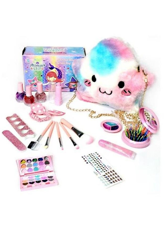 بلومنغ تايم الأطفال مستحضرات التجميل ماكياج محاكاة لعبة الأميرة حقيبة مستحضرات تجميل مجموعة أحمر الشفاه ظلال العيون فتاة ماكياج لعبة صغيرة يسهل حملها - Image 3