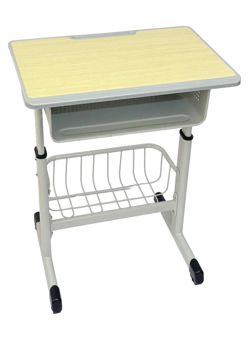 فنز  طقم مكتب وكرسي للأطفال بإطار معدني متين وسطح خشبي ومكتب دراسة قابل لتعديل الارتفاع مع درج تخزين وكرسي للبنات والأولاد - Image 5