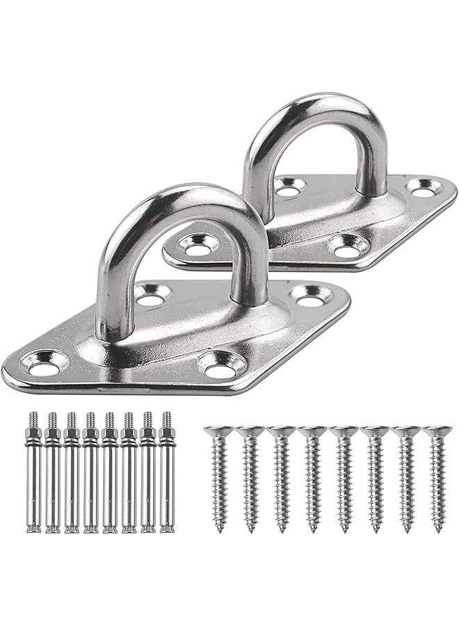 PROMASS 304 Stainless Steel Wall Hanging Kit With Screw Bolts,Hammock Wall Hooks For Hanging,1000lb Capacity,For Indoor and Outdoor Heavy Duty Wall,Ceiling Swing Chairs Hooks. - Image 1
