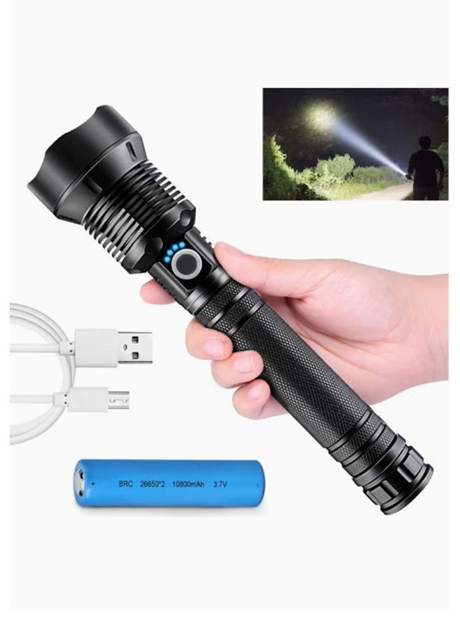 Aluminium alloy torch, strong light, long-range outdoor lighting, camping searchlight, rechargeable LED torch - Image 1