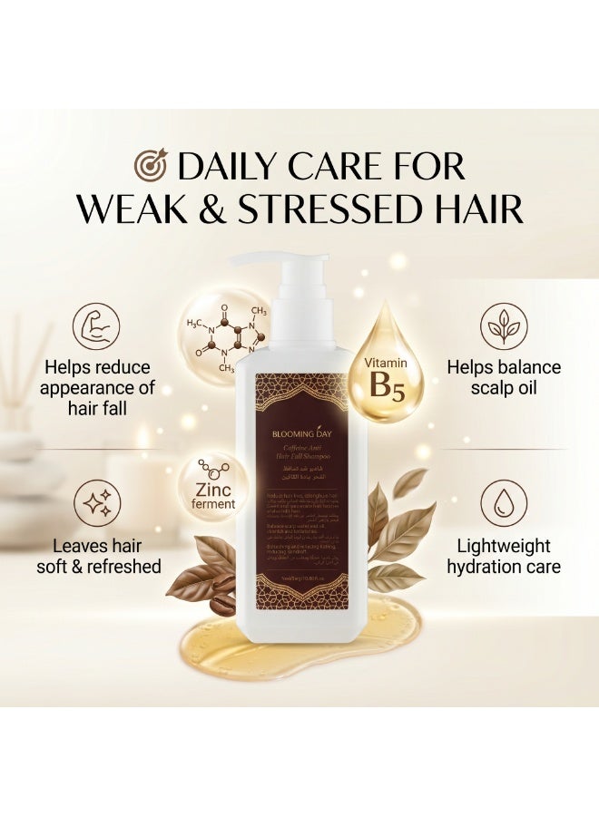 BLOOMING DAY Caffeine Anti Hair Fall Shampoo 300g – Anti-Dandruff, pH 5.5 Scalp Care Shampoo for Stronger, Softer & Healthier Looking Hair - Image 2