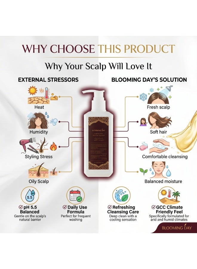 BLOOMING DAY Caffeine Anti Hair Fall Shampoo 300g – Anti-Dandruff, pH 5.5 Scalp Care Shampoo for Stronger, Softer & Healthier Looking Hair - Image 4