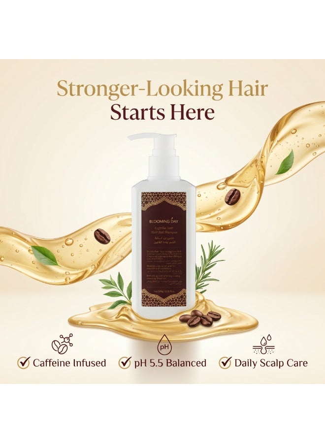 BLOOMING DAY Caffeine Anti Hair Fall Shampoo 300g – Anti-Dandruff, pH 5.5 Scalp Care Shampoo for Stronger, Softer & Healthier Looking Hair - Image 1
