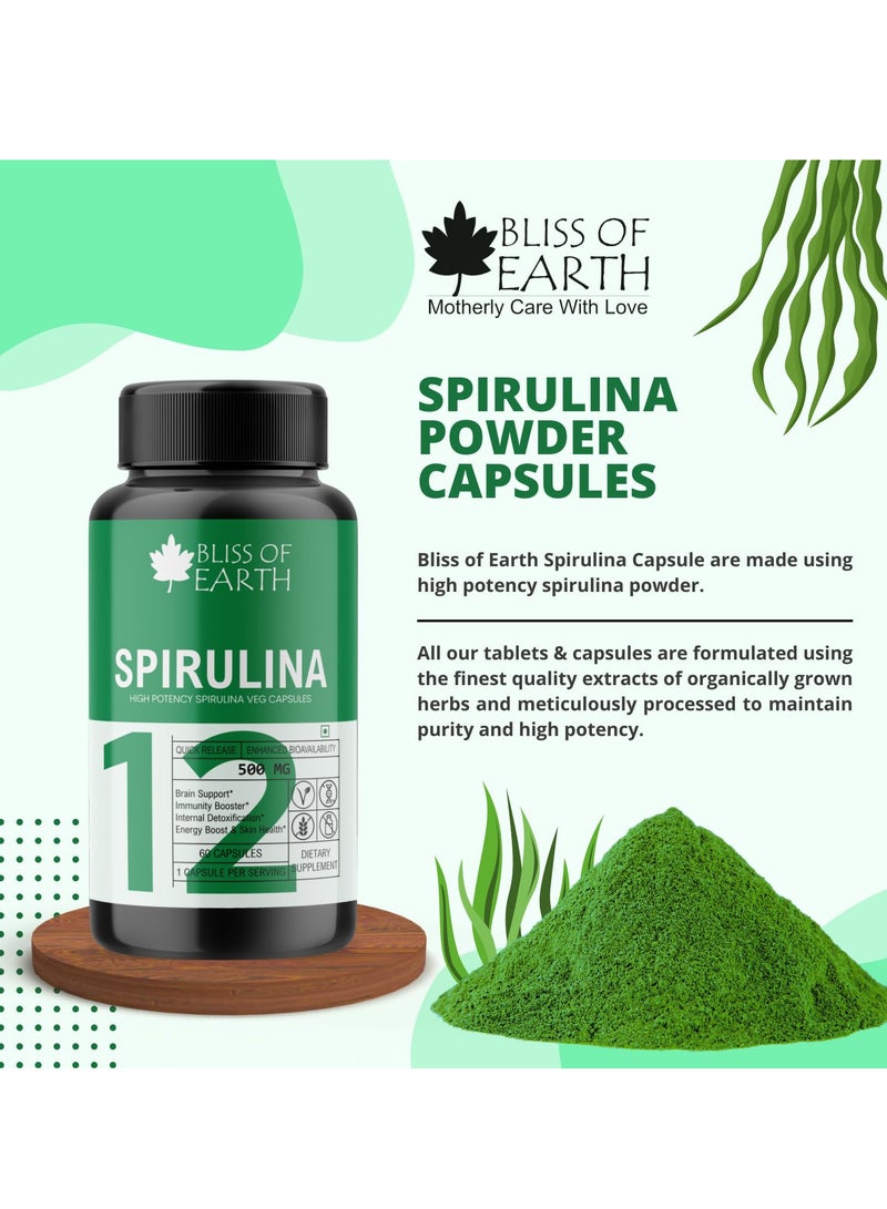 BLISS OF EARTH Korean Red Panax Ginseng And Spirulina Supplement Capsules 500Mg High Potency Root Extract 60 Veg Capsules - Image 3