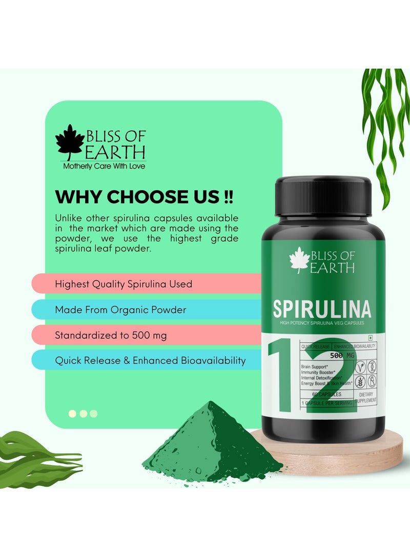 BLISS OF EARTH Korean Red Panax Ginseng And Spirulina Supplement Capsules 500Mg High Potency Root Extract 60 Veg Capsules - Image 5