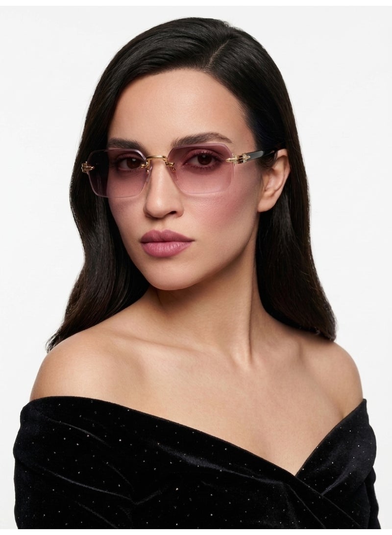 Elegant Rimless Square Sunglasses for Women - Purple Gradient Lens - Image 1