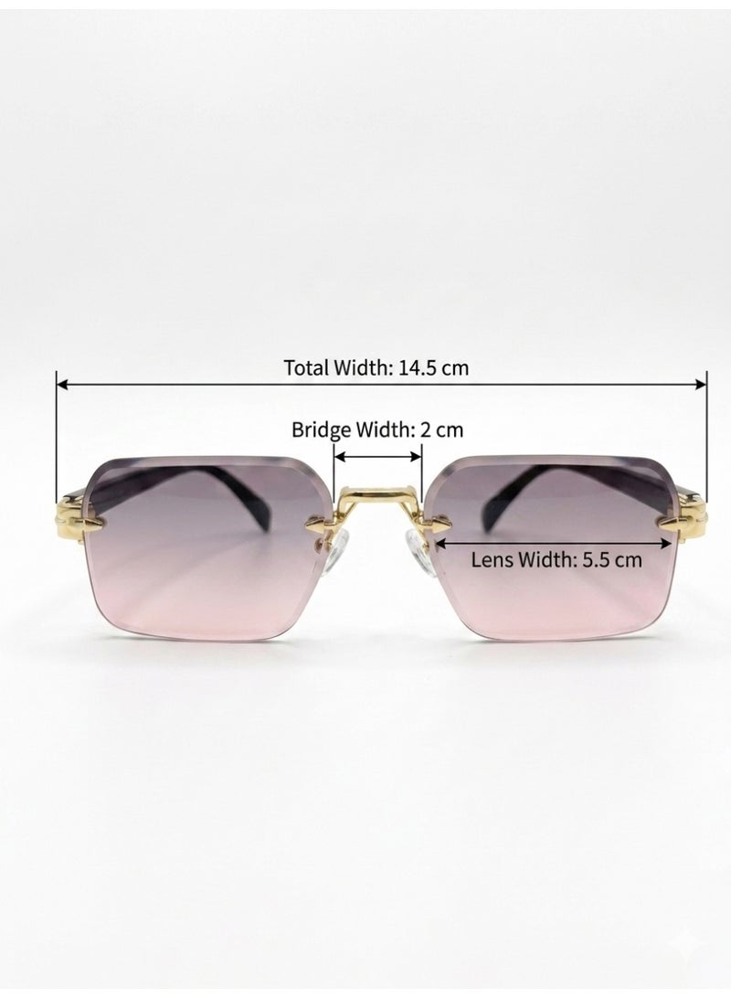 Elegant Rimless Square Sunglasses for Women - Purple Gradient Lens - Image 4