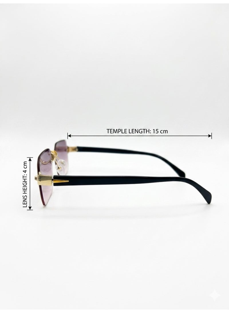 Elegant Rimless Square Sunglasses for Women - Purple Gradient Lens - Image 5