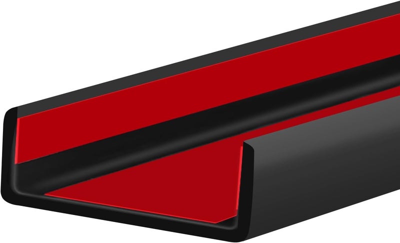 Protalwell Rubber Edge Trim, 2-1/2 inch Wide U Channel Edge Trim, Big Size U Shaped Trim, Self Adhesive Edge Banding for Plywood, Woods, Doors, Shelf, Cabinet, Countertop, Length 20Ft, Black Gloss Finish - Image 1