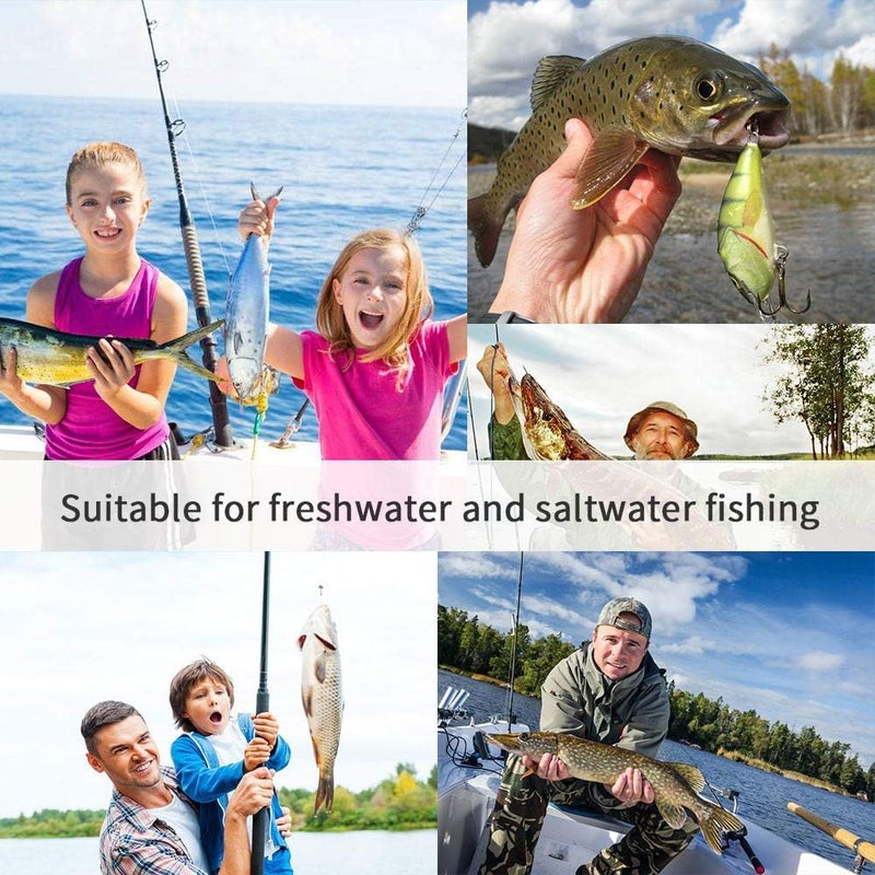 UCEC طقم خطاطيف صيد ثلاثية للمالح والعذب، فولاذ كربوني عالي القوة حاد مع انحناء دائري لصيد سمك القط والتروت، مقاس #1#2#4#6#8#10#12#14 110/50/210 مع حلقات مفصولة - Image 5