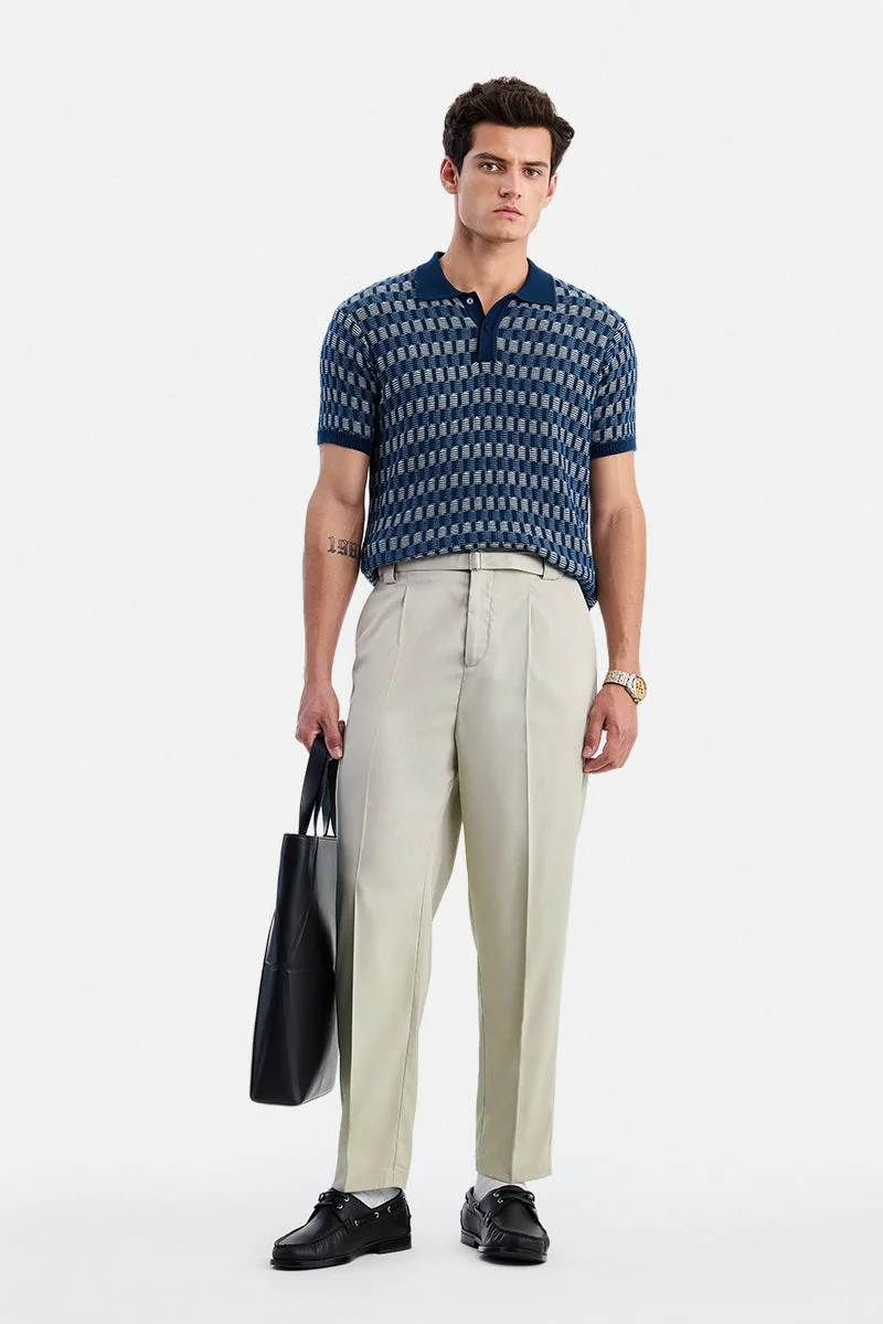 سنيتش Beige Solid Relaxed Formal Trousers