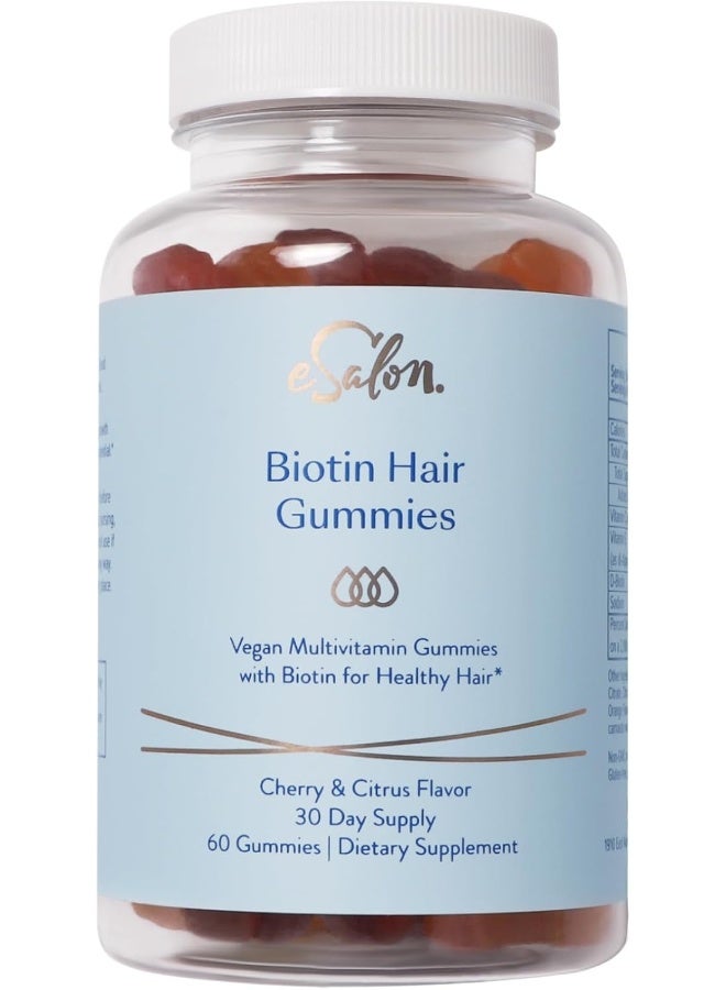 esalon Biotin Hair Gummies, Vegan Multivitamin, Cherry & Citrus Flavor, 60 Count, 30 Day Supply - Image 1