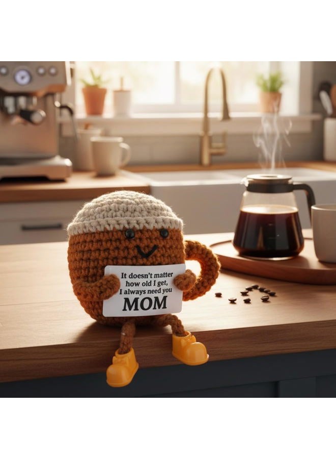 TWPER Christmas Birthday Gifts for Mom from Daughter Son Kids, Mothers Day Crochet Coffee Lover Gifts, Cute Funny Small Handmade Presents Meaningful Desk Decor - Image 5