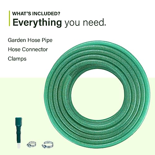 Garbnoire Heavy Duty 3 Layered Braided Water Hose Pipe (Size : 0.5 inch) Garden Pipe Outdoors, Watering Hoses, Floor Clean with Hose Connector and Clamps (Length : 30 Meters (100 Foot)) - Image 2