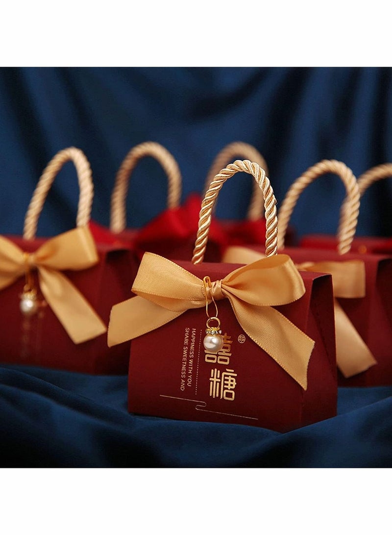 SYOSI Chinese Wedding Candy Box, 20 Pcs Candy Box Biscuit Gift Box Romantic Wedding Gift, Wedding Bride Supplies Box, Baby Full Moon Candy Box Knot Wedding Box Gift Box With Ribbon - Image 1