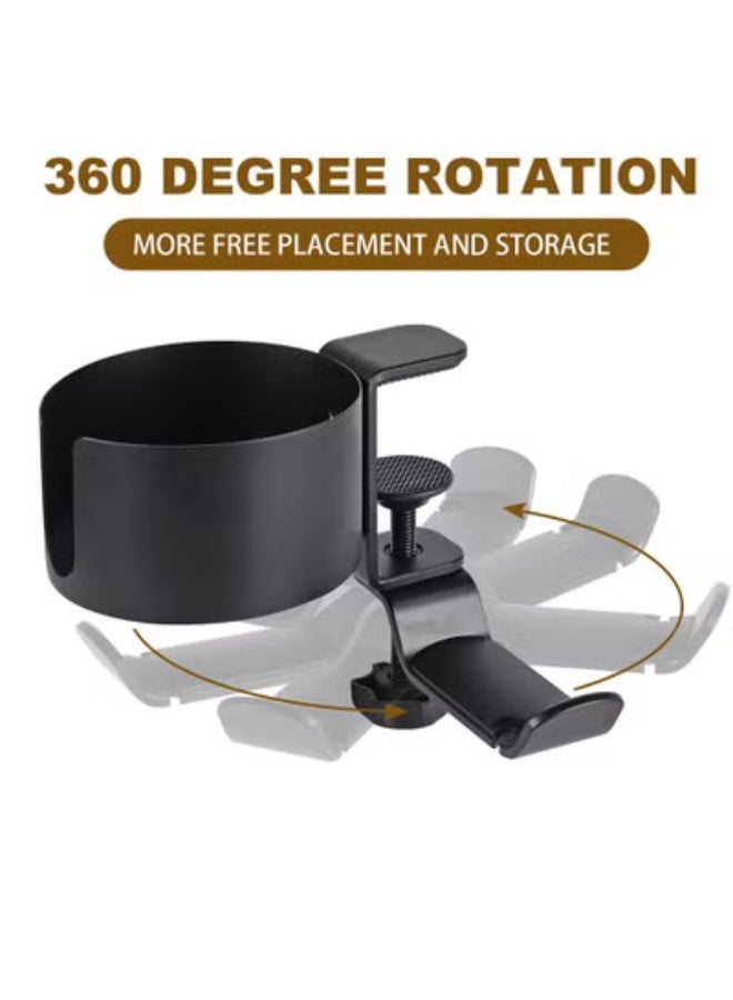 fantasize Desk Cup Holder with Headphone Hanger for Desk in Home, Anti-Spill Cup Holder for Desk, Table Cup Holder for Water Bottles, Wheelchairs, Workstations, Gaming Desk Accessories - Image 5