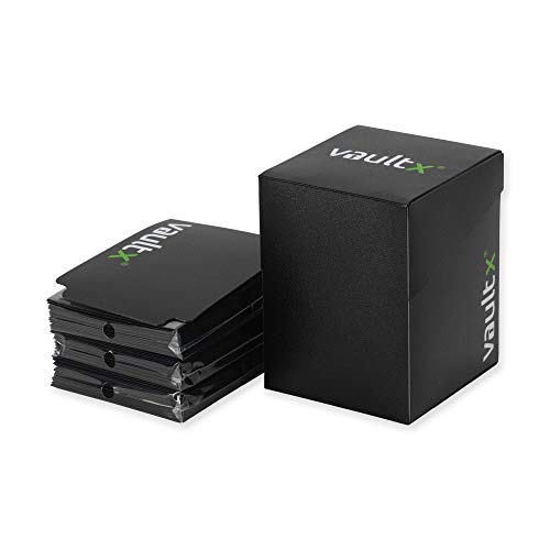Vault X Trading Card Deck Box and 150 Black Card Sleeves, fits 100+ Sleeved Cards, Large Standard, Holder Storage Box, for MTG Commander Game, TCG (Black) - Image 1
