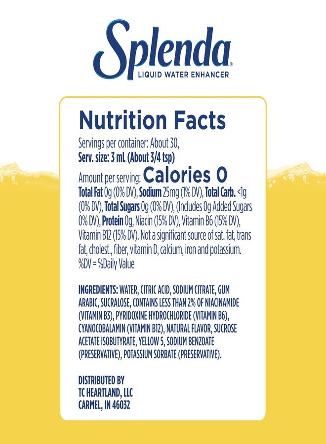 SPLENDA Liquid Water Enhancer Drops, Sugar Free, Zero Calorie, Natural Flavor, Concentrated Drink Mix, 3.11 Fl Oz Each Bottle (Lemonade, 2 Pack) - Image 3