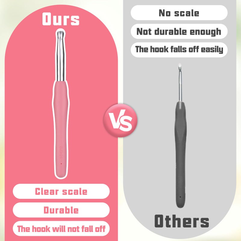SHWAKK Crochet Hook, 8.0 mm Ergonomic Crochet Hook, Crochet Needles for Arthritic Hands,Knitting Needles with Soft Handle Beginners and Experienced Hobbyists (8.0 mm) - Image 5