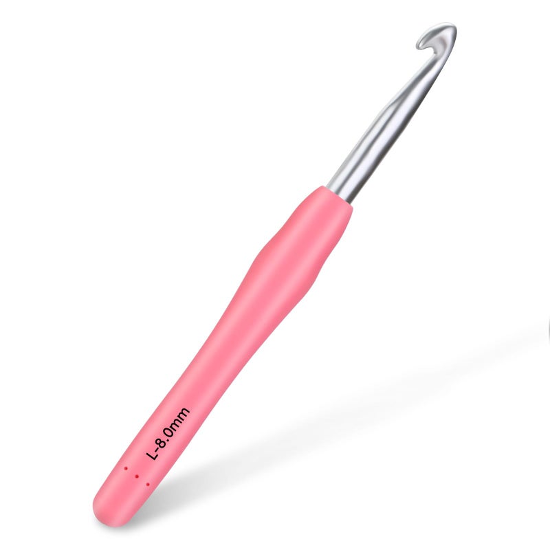 SHWAKK Crochet Hook, 8.0 mm Ergonomic Crochet Hook, Crochet Needles for Arthritic Hands,Knitting Needles with Soft Handle Beginners and Experienced Hobbyists (8.0 mm) - Image 1