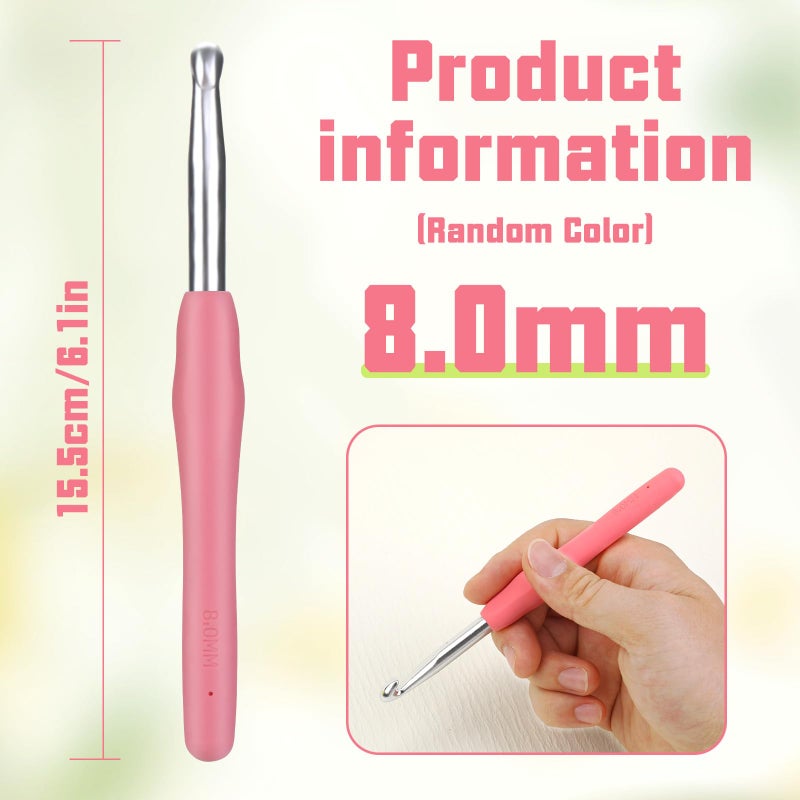 SHWAKK Crochet Hook, 8.0 mm Ergonomic Crochet Hook, Crochet Needles for Arthritic Hands,Knitting Needles with Soft Handle Beginners and Experienced Hobbyists (8.0 mm) - Image 2