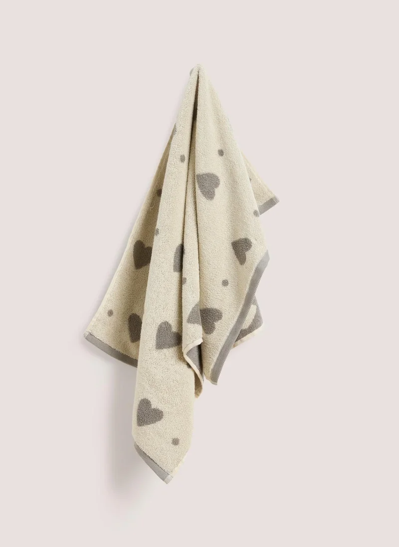 Matalan Grey Heart Jacquard Towel