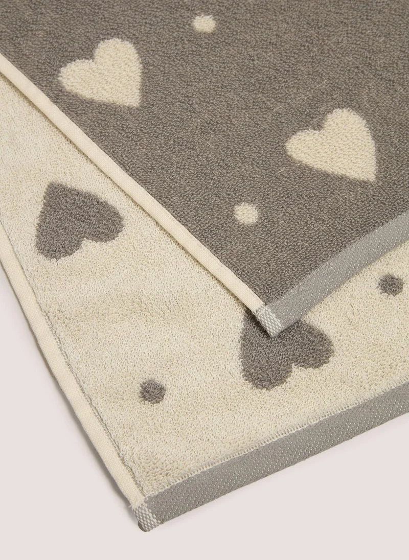 Matalan Grey Heart Jacquard Towel