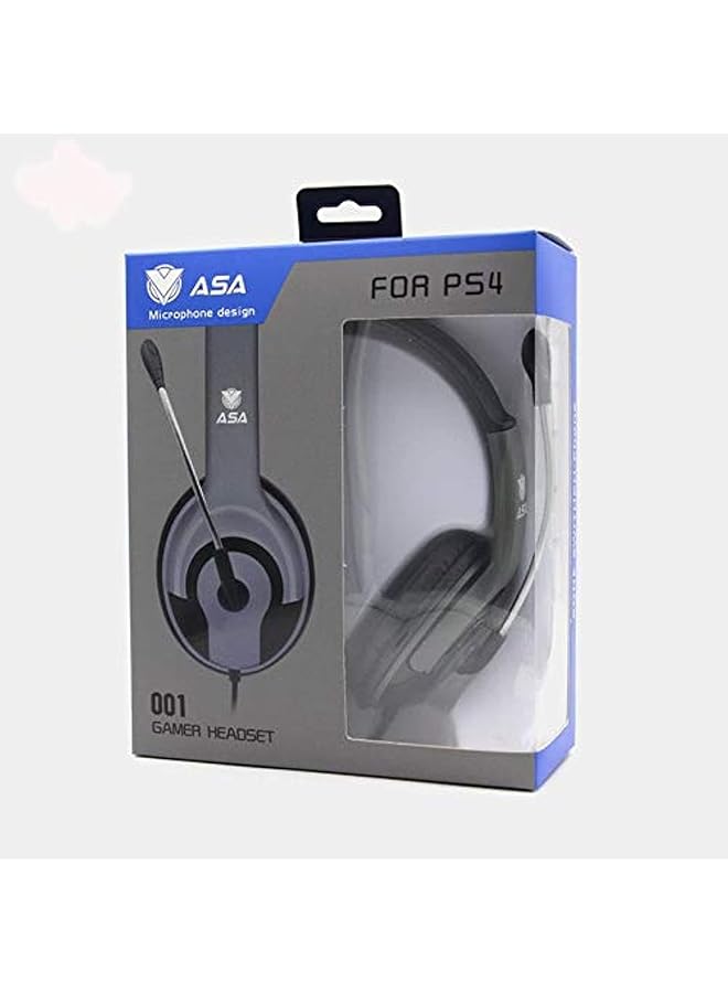 أيه أس أيه سماعة رأس سلكية للألعاب 001 مع ميكروفون باللون الفضي