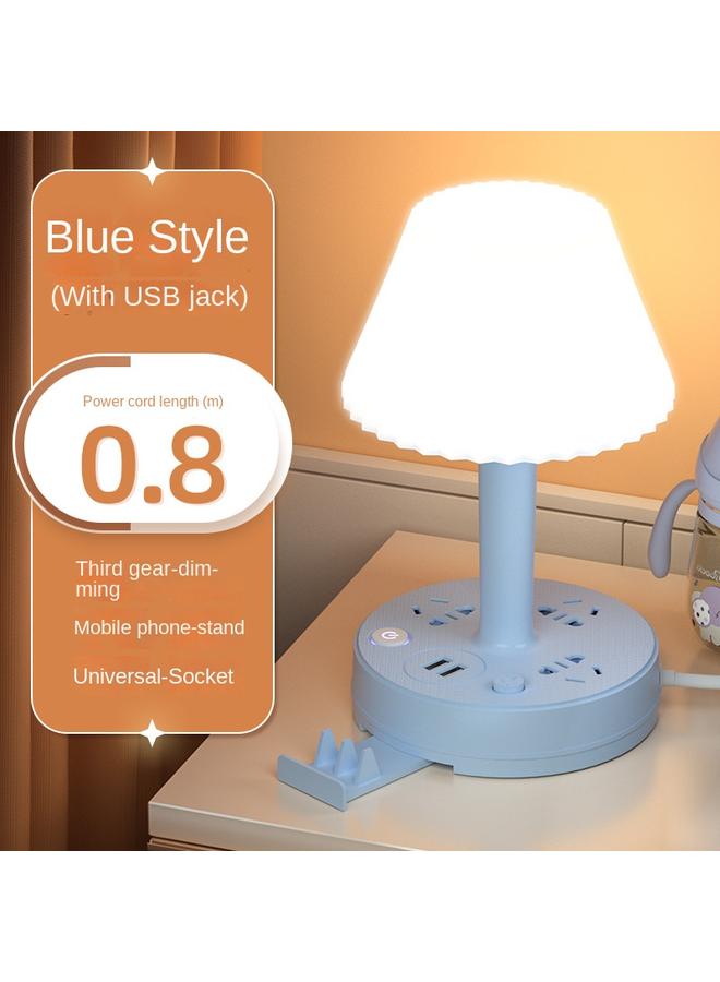 Bluejw [Three Jacks 0.8 M With USB] Eye Protection Multifunctional Desk Lamp Socket Learning Bedside Night Lamp Plug Bedside Lamp - Image 1