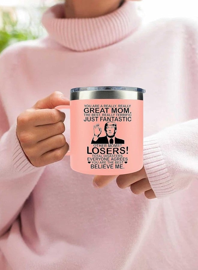 AMAZPRINTS Mom Gifts from Daughter Son for Christmas - Birthday Gifts for Mom, Wife, Women - Mother's Day Present - Mother-in-Law Gift - 14oz Pink Stainless Steel Coffee Mug with Lid - Image 5