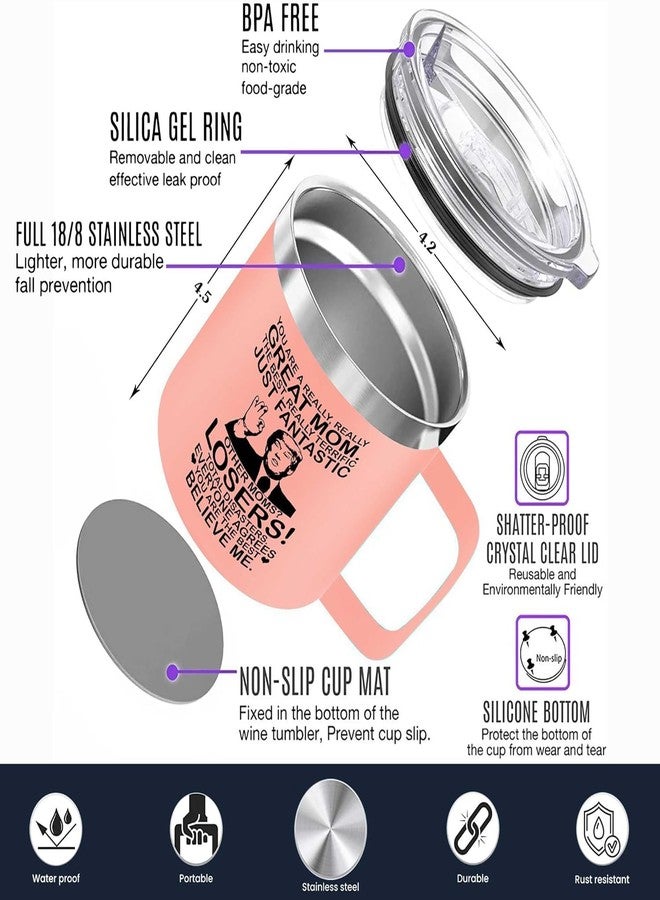 AMAZPRINTS Mom Gifts from Daughter Son for Christmas - Birthday Gifts for Mom, Wife, Women - Mother's Day Present - Mother-in-Law Gift - 14oz Pink Stainless Steel Coffee Mug with Lid - Image 3
