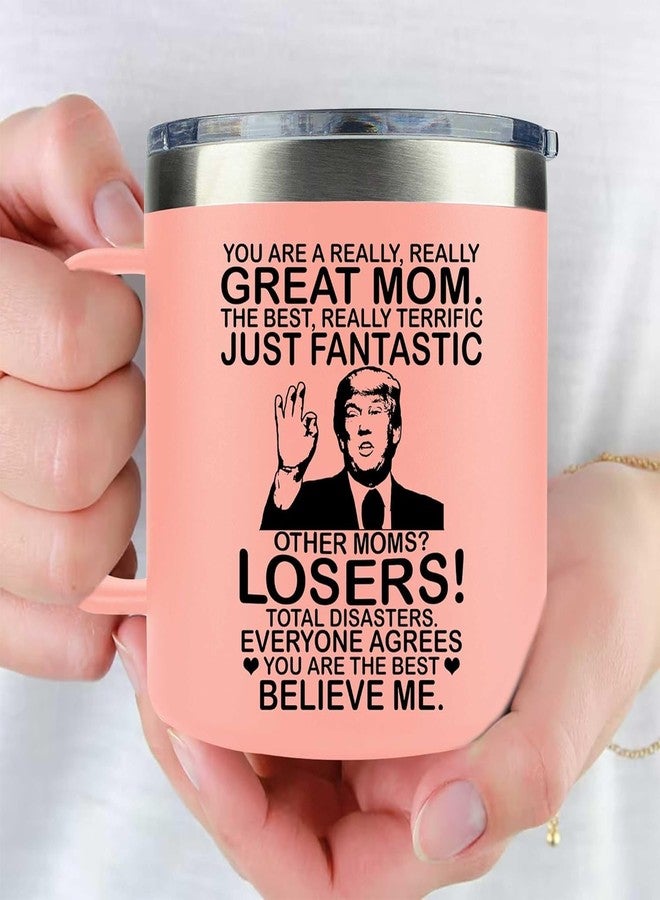 AMAZPRINTS Mom Gifts from Daughter Son for Christmas - Birthday Gifts for Mom, Wife, Women - Mother's Day Present - Mother-in-Law Gift - 14oz Pink Stainless Steel Coffee Mug with Lid - Image 2