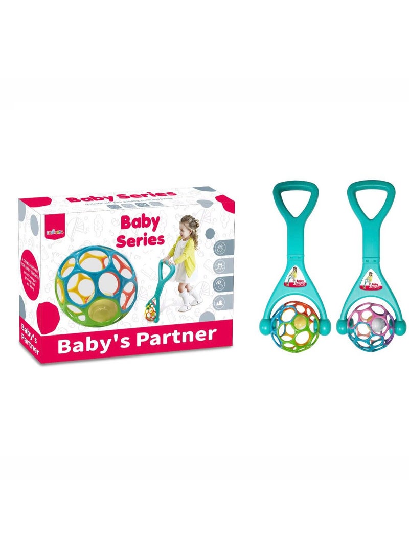 Toyland Baby Rolling Ball Push Rattle Toy – Colorful Handle Push Toy for Toddlers, Early Learning and Walking Support - Image 1