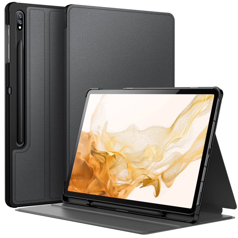 JETech Case for Samsung Galaxy Tab S8 Plus 2022 / S7 FE 2021 / S7 Plus 2020 12.4-Inch with S Pen Holder, Slim Folio Stand Protective Tablet Cover, Multi-Angle Viewing (Black) - Image 1