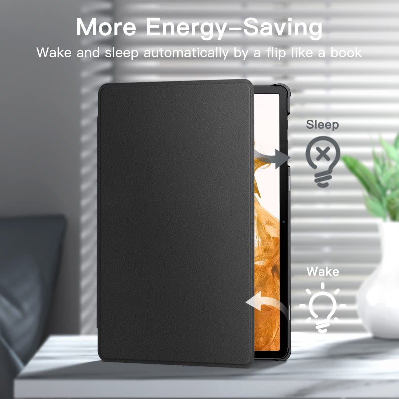 JETech Case for Samsung Galaxy Tab S8 Plus 2022 / S7 FE 2021 / S7 Plus 2020 12.4-Inch with S Pen Holder, Slim Folio Stand Protective Tablet Cover, Multi-Angle Viewing (Black) - Image 5