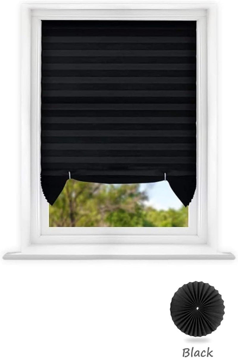 Aputue Pleated Window Shades, Black Pleated Fabric Blinds with Light Filtering, Temporary Window Coverings for Bathroom, Cordless Design for Easy Installation and Adjustment - Image 3
