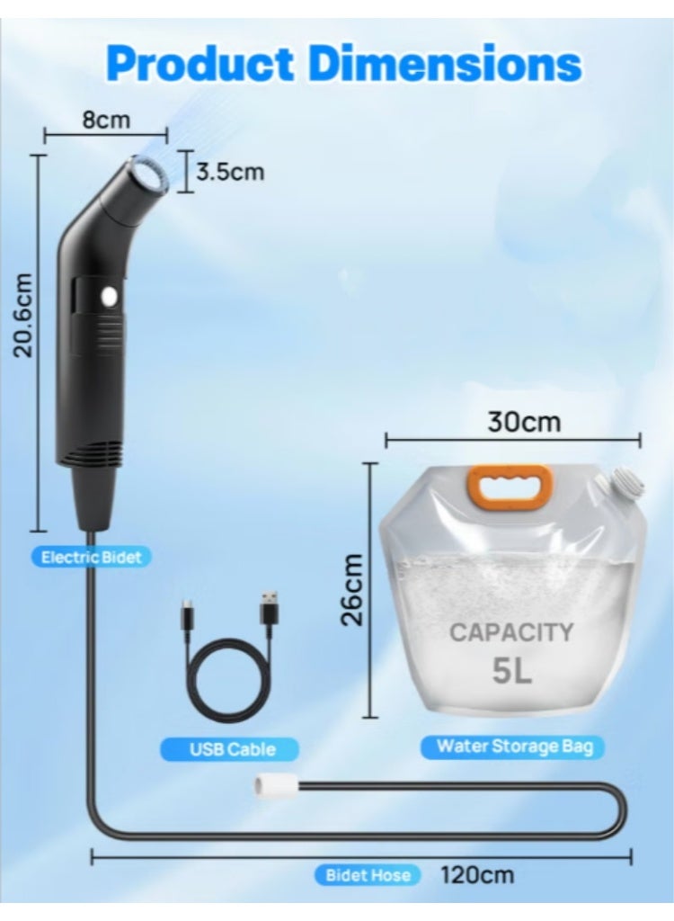 رشاش ماء للسفر,شطاف السفر,شطاف سفر,مع كيس ماء سعة 5 لتر - Image 2