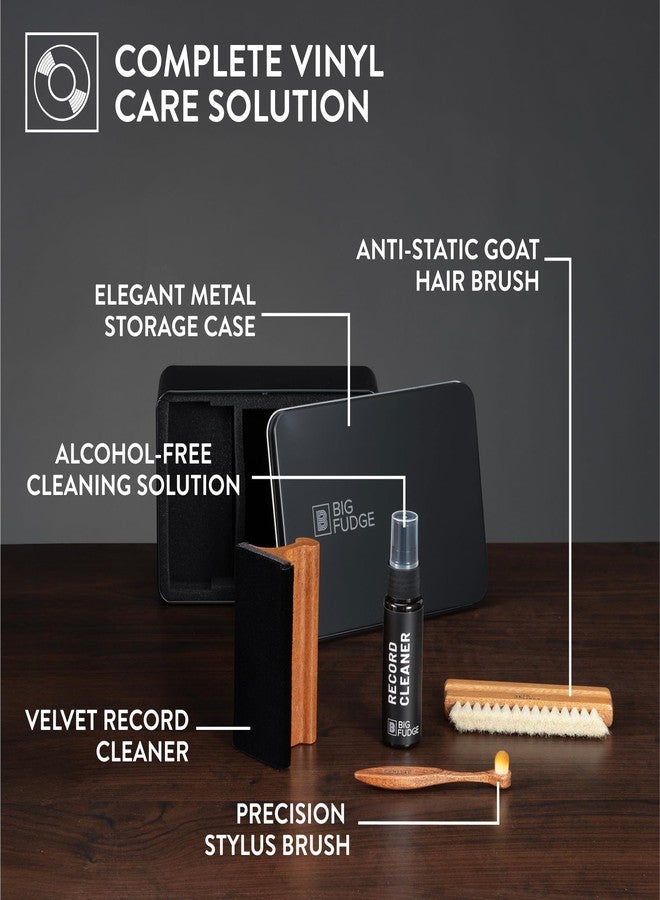 Big Fudge Vinyl Record Cleaning Kit - Collector's Edition - 100% Sapele Wood Vinyl Accessories - Velvet Vinyl Record Cleaner, Anti-Static Vinyl Brush, Stylus Brush and Vinyl Cleaner Solution w/Case - Image 2